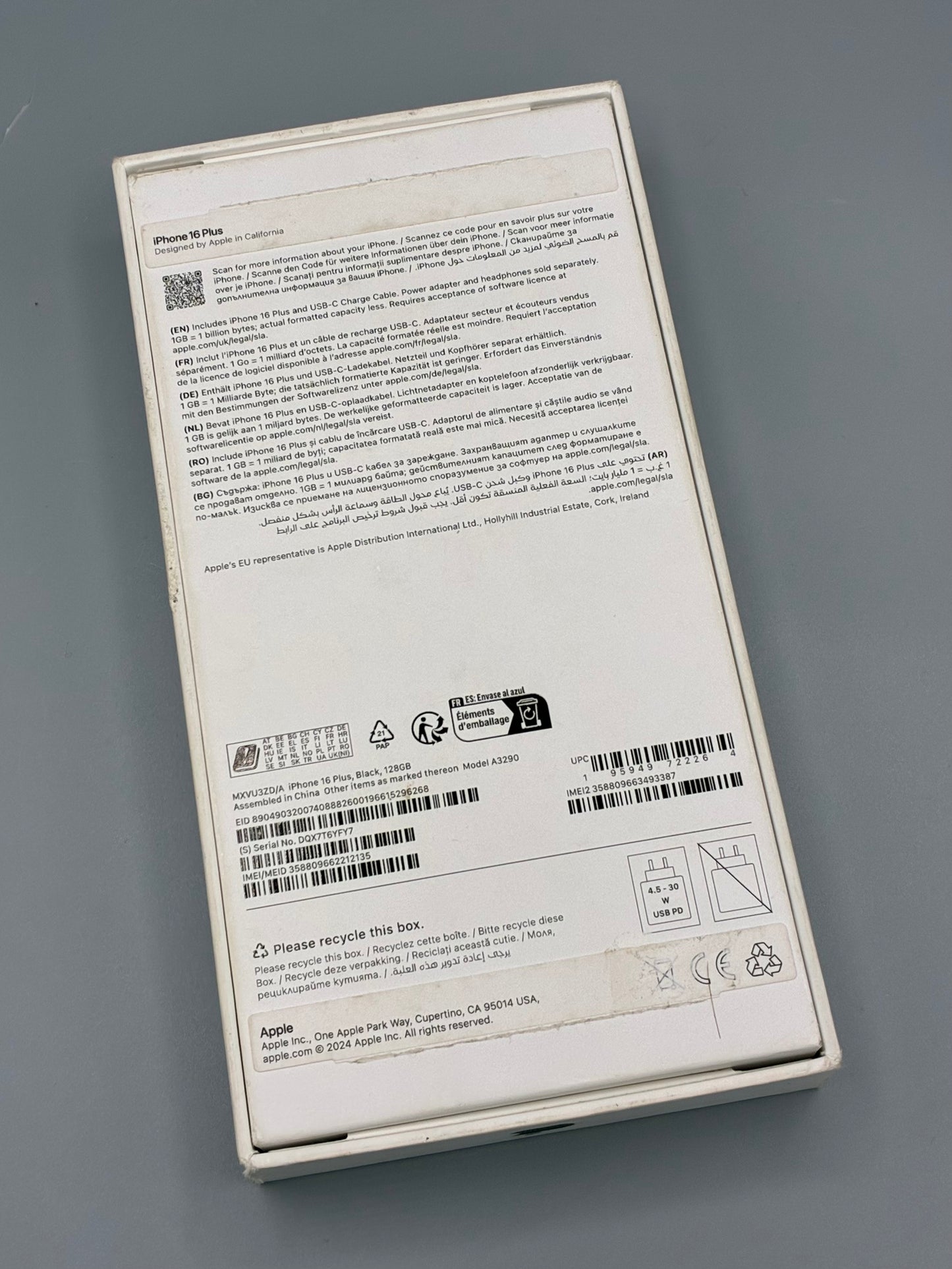 iPhone 16 Plus, 128GB, Baterie 90%, 577 cicluri, Black