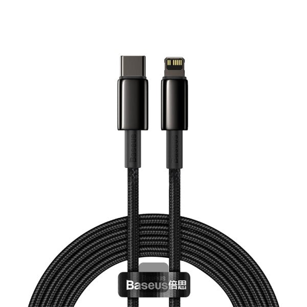 Cablu de date cu încărcare rapidă Baseus Tungsten Gold, de la Type-C la iP PD, 20W (2m), negru