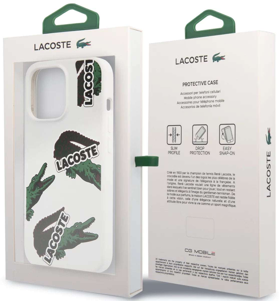Husă din silicon Lacoste cu model complet pentru iPhone 13 alb