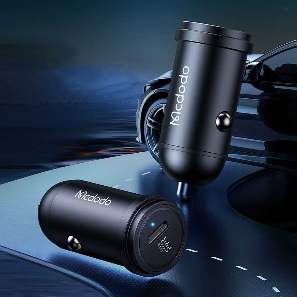 Încărcător auto Mcdodo Obsidian, 30W, USB-C, PD, cu cablu 1.2m, negru