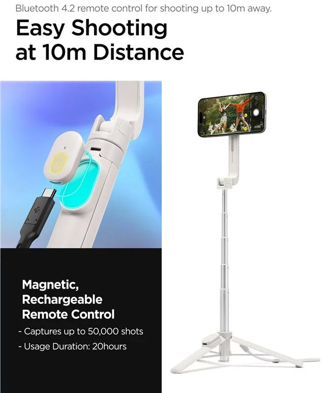 Spigen MagSafe selfie stick cu trepied, dune beige (AMP07657)