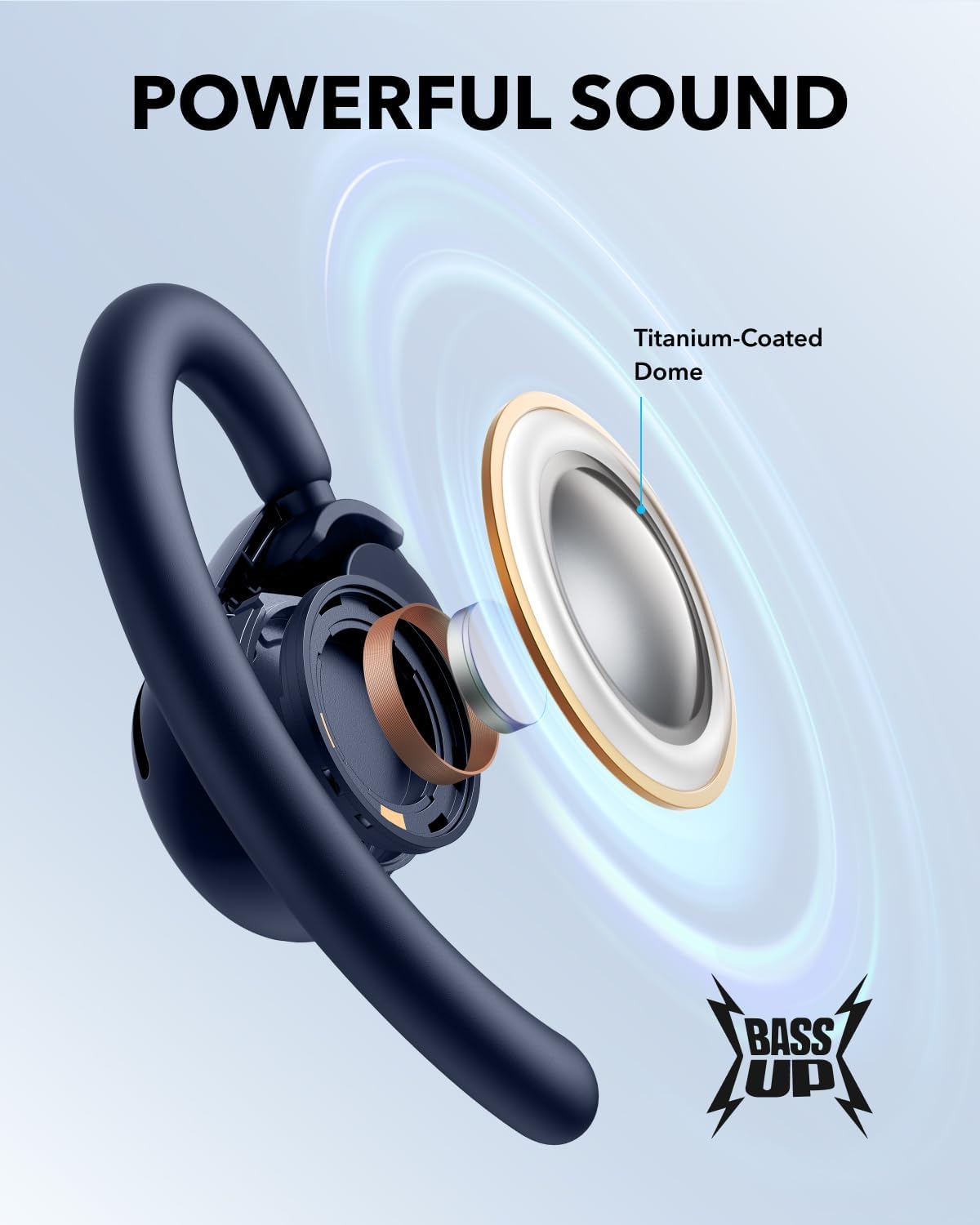 Casti wireless Open-Ear Anker Soundcore V20i, Autonomie 36 ore, IP55, Bluetooth 5.4, Albastru