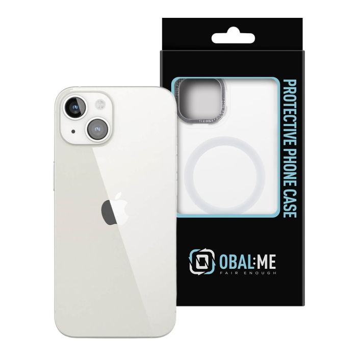 Husa MagSafe OBALME Misty Keeper pentru iPhone 15, Alb-Transparent