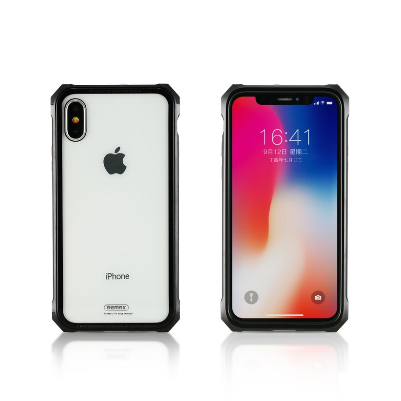 Husa Remax Kooble Servrs Metal&Glass Case RM-1658 iPhone X - Black