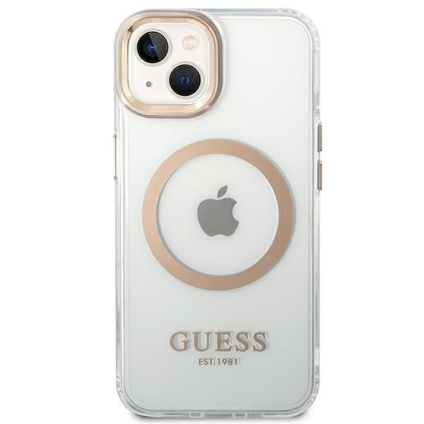 Husa Guess pentru iPhone 14 Plus, Rose Gold, Transparent