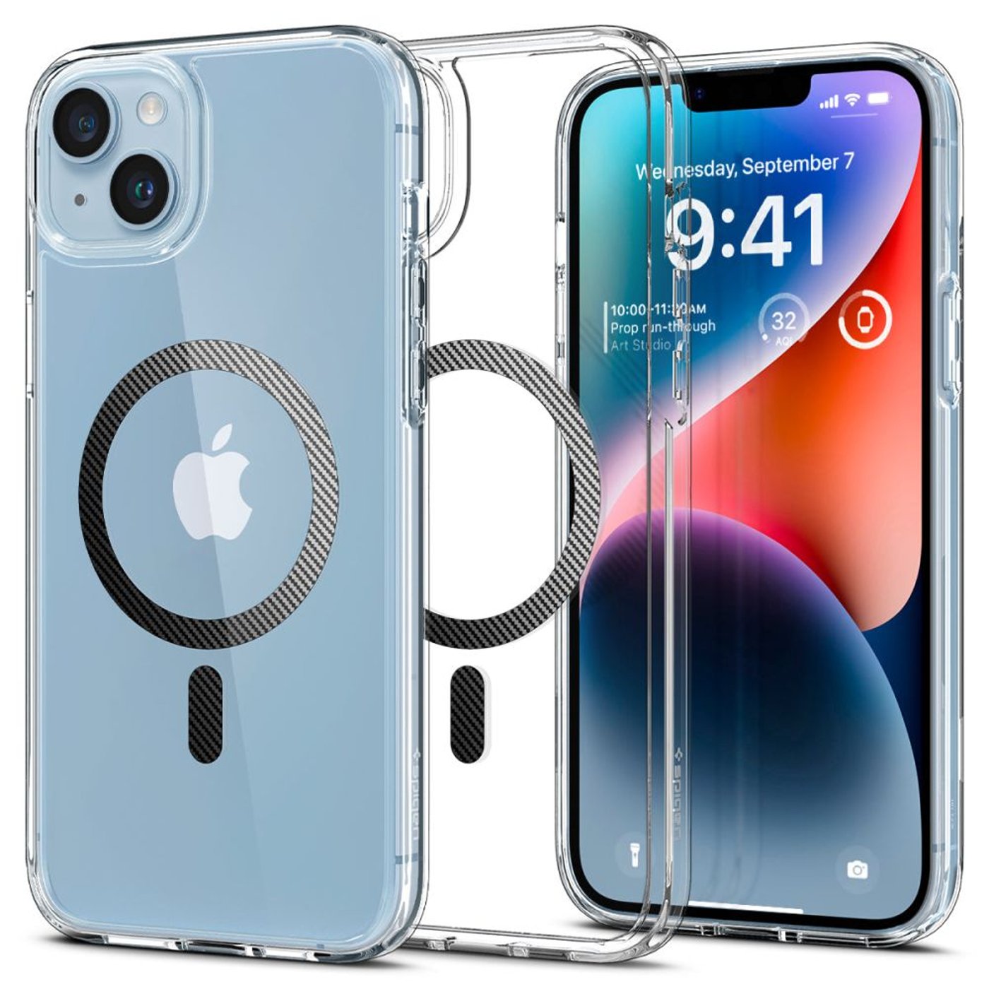 Husa Spigen Ultra Hybrid MagSafe-Carbon Fiber pentru iPhone 14, Transparent