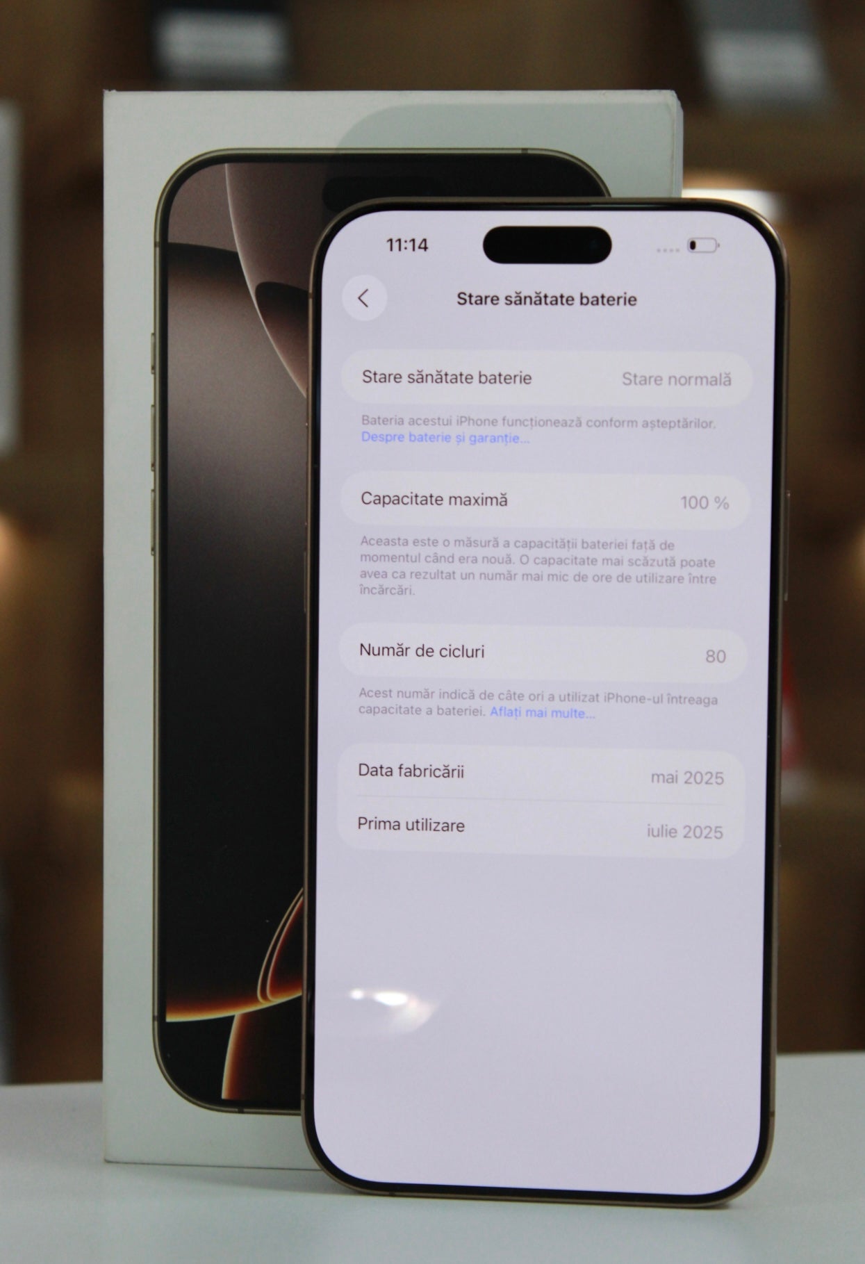 iPhone 16 Pro Max, 256GB, Baterie 100%, 80 Cicluri, Desert Titanium