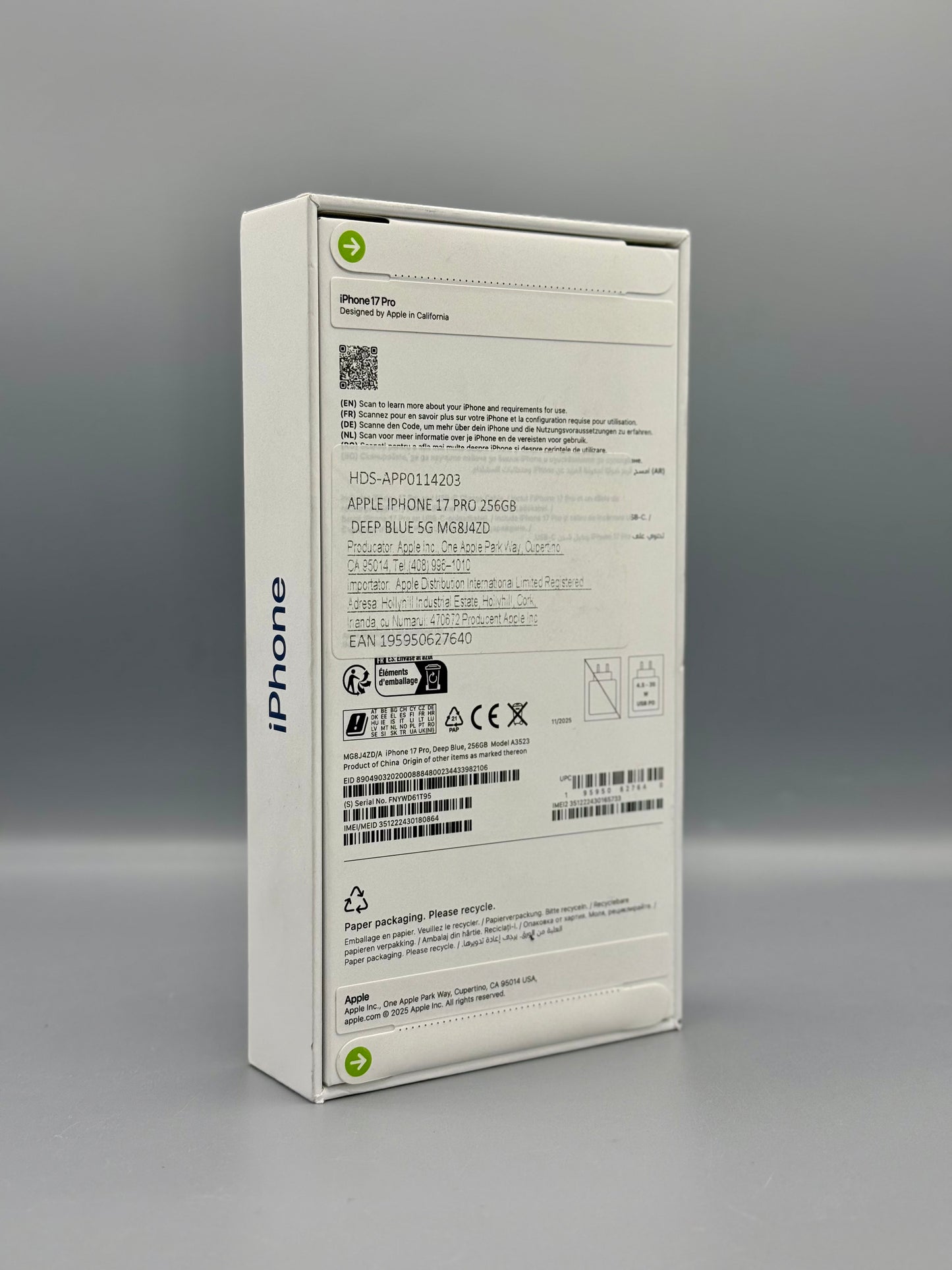 iPhone 17 Pro, 256 GB, Baterie 100%, 0 Cicluri, Deep Blue