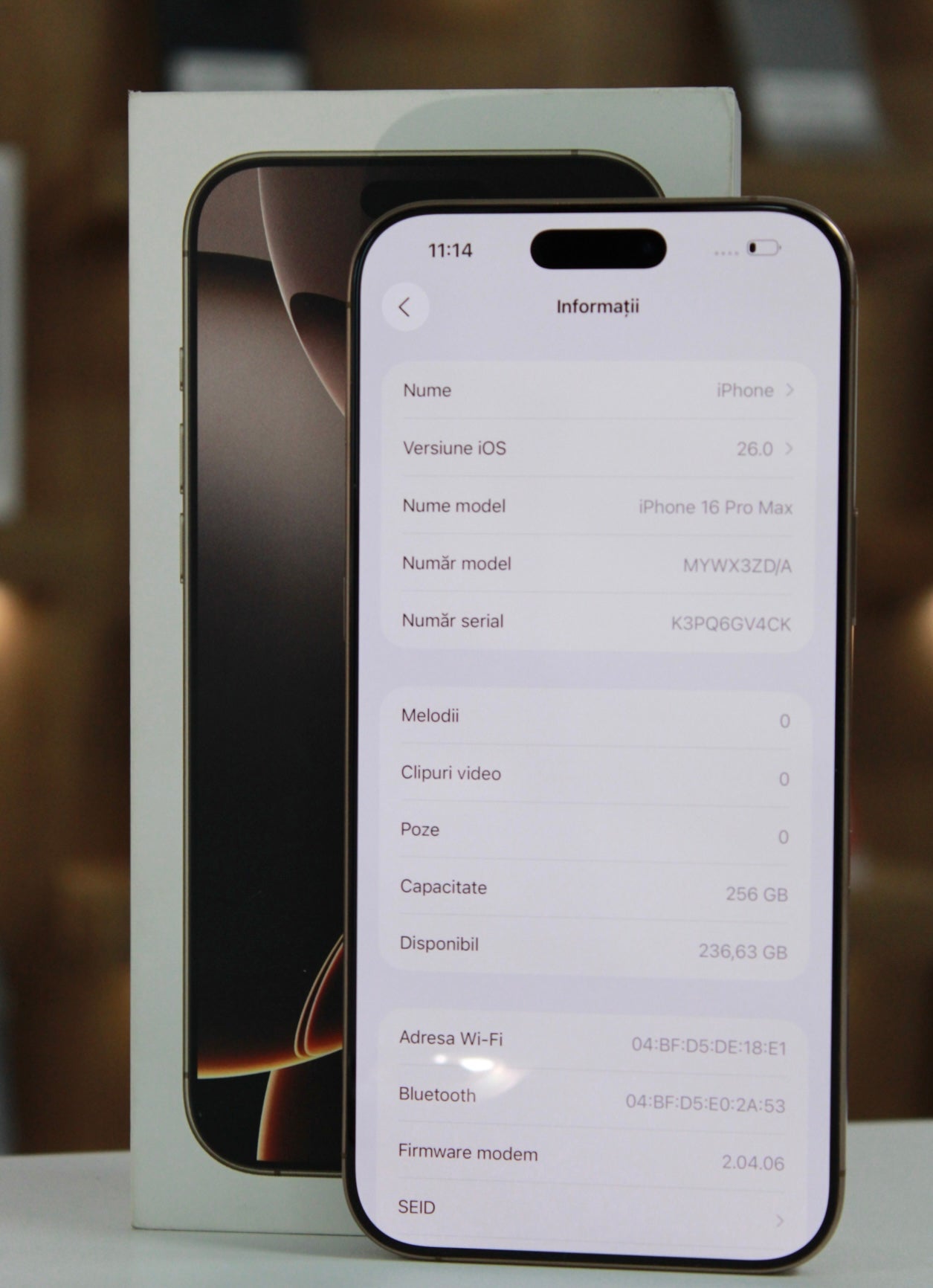 iPhone 16 Pro Max, 256GB, Baterie 100%, 80 Cicluri, Desert Titanium