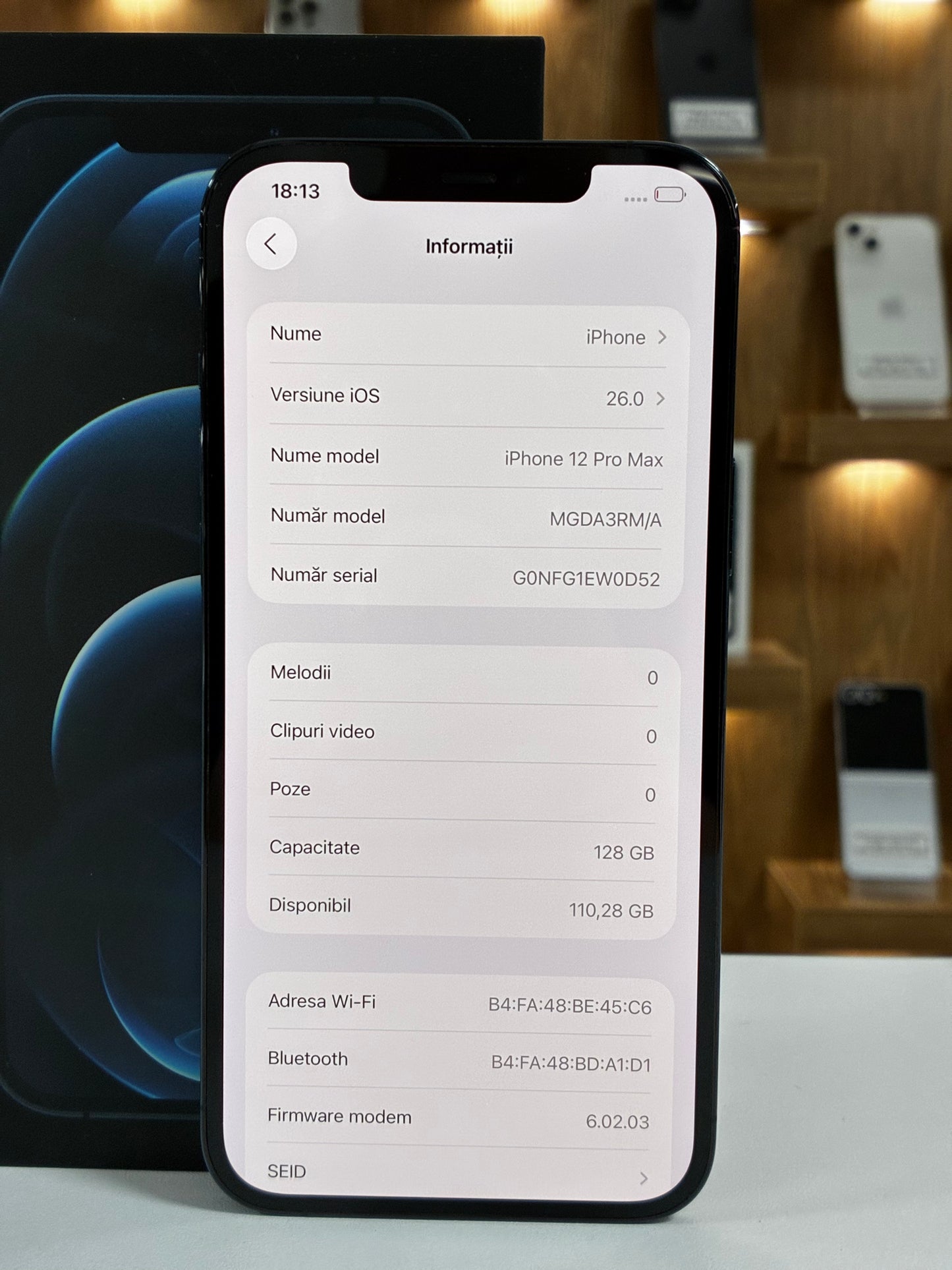 iPhone 12 Pro Max, 128 GB, Baterie 100%, Pacific Blue