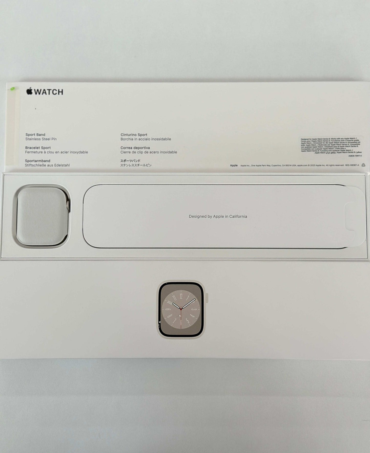 Apple Watch 8, GPS, Carcasa Starlight Aluminium 45mm, Starlight Sport Band