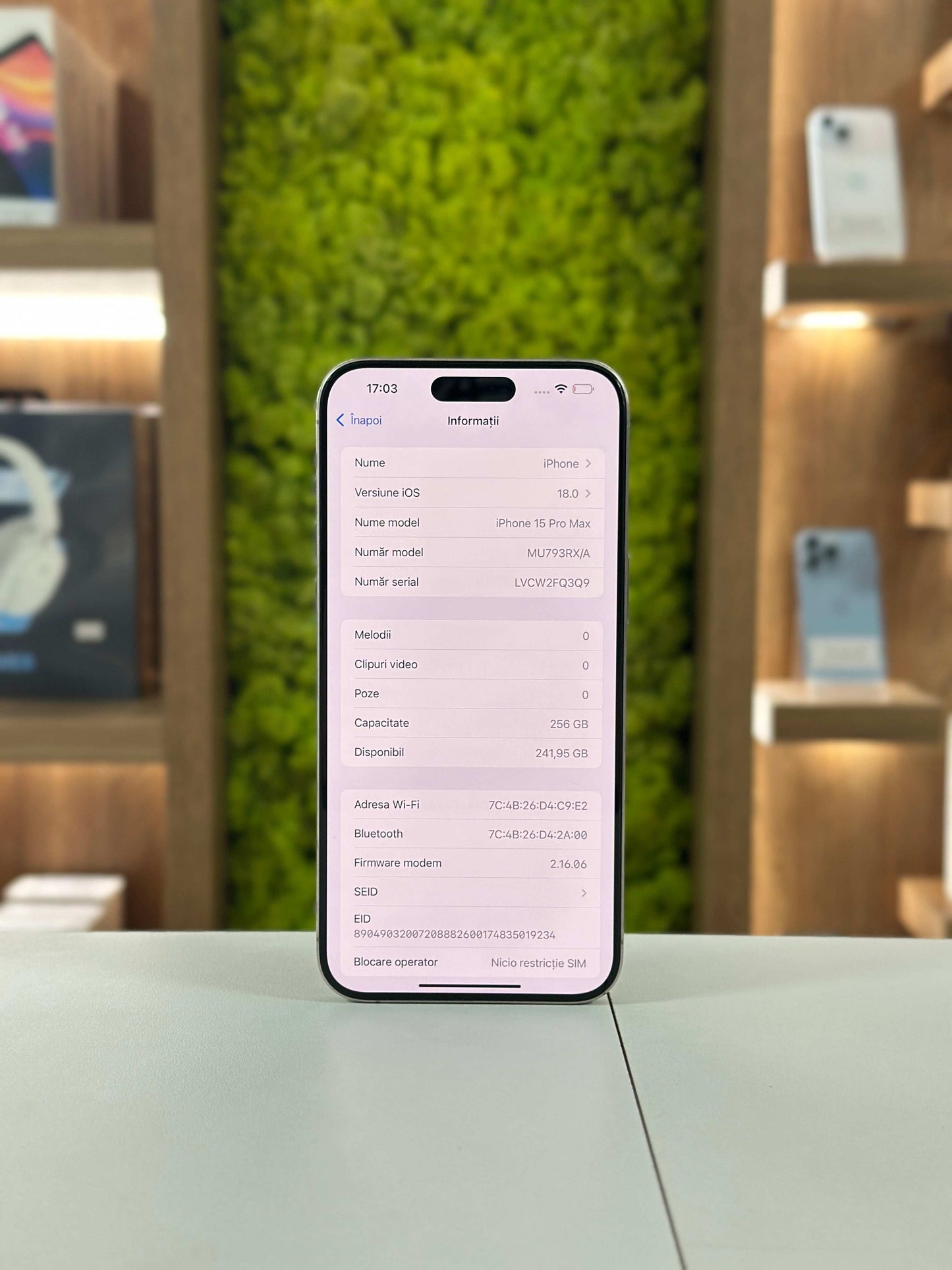 iPhone 15 Pro Max, 256GB, Baterie 95%, 223 Cicluri, Natural Titanium