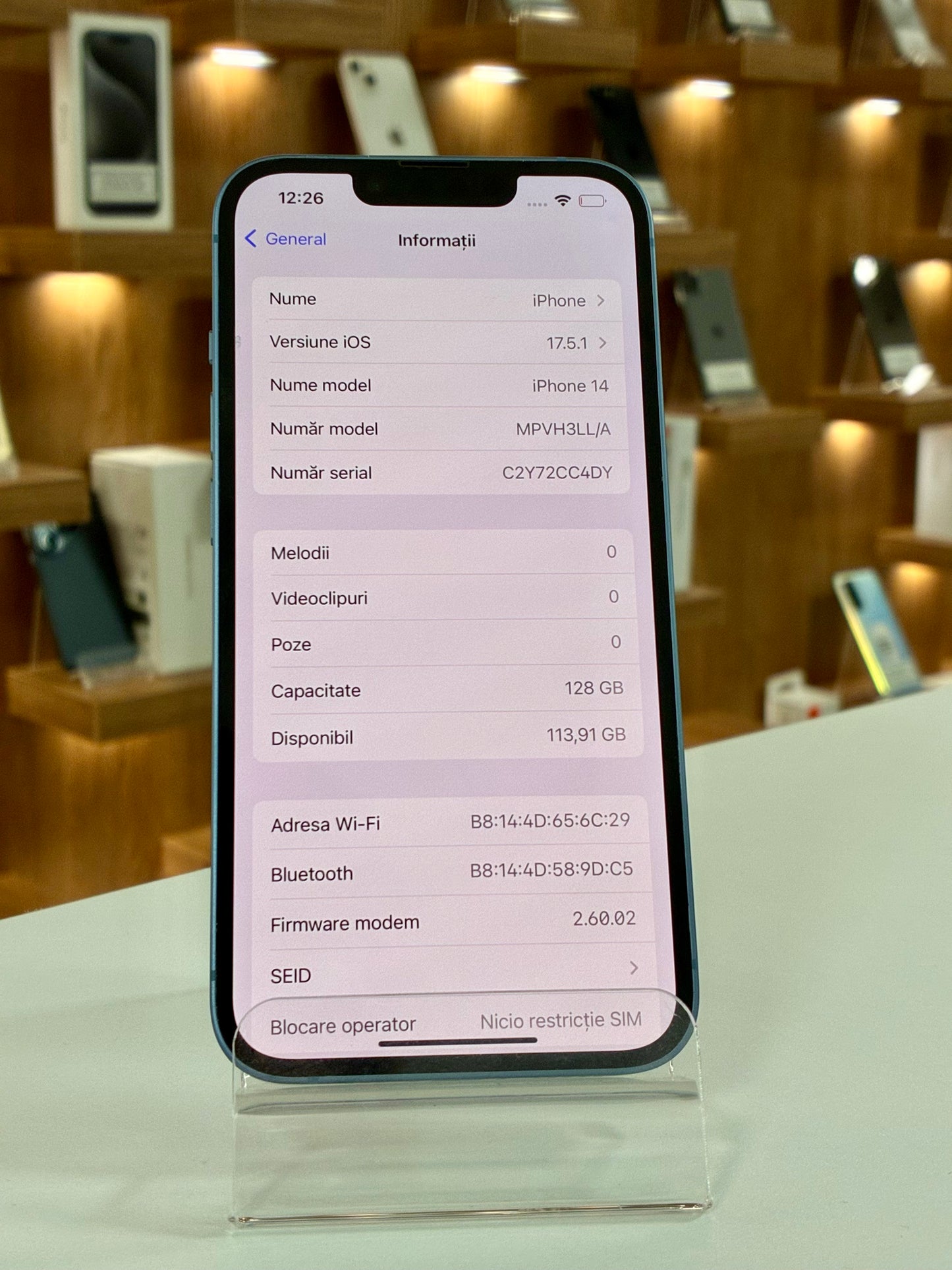 iPhone 14, 128GB, Baterie 86%, Blue