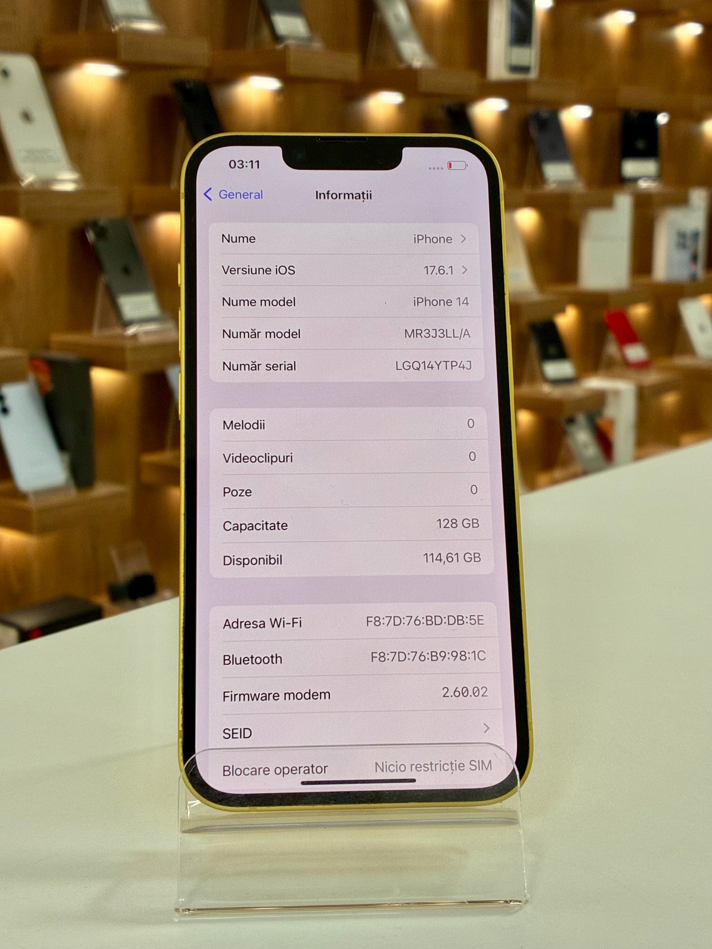 iPhone 14, 128GB, Baterie 88%, Yellow