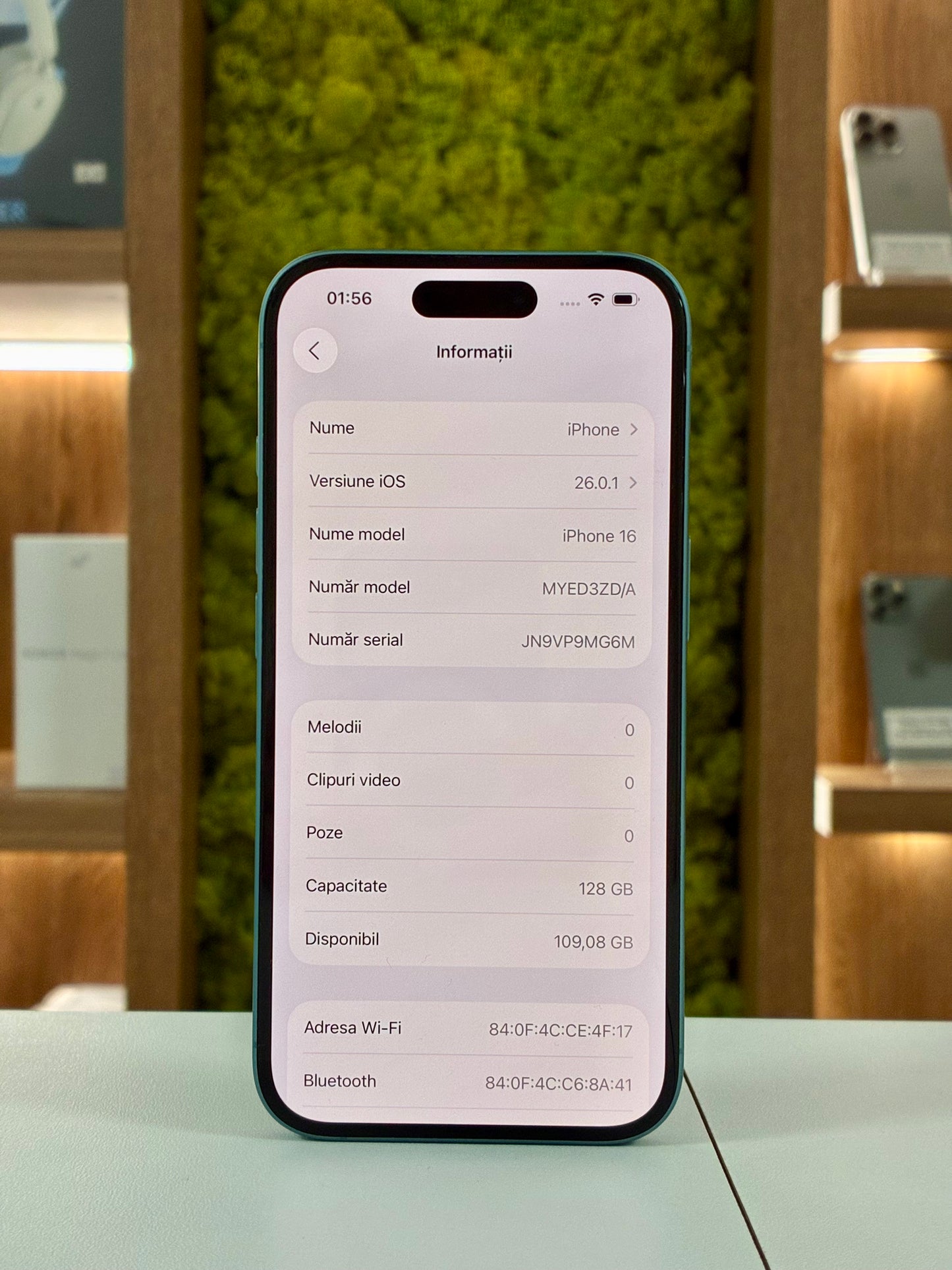 iPhone 16, 128GB, Baterie 100%,156 cicluri, Teal