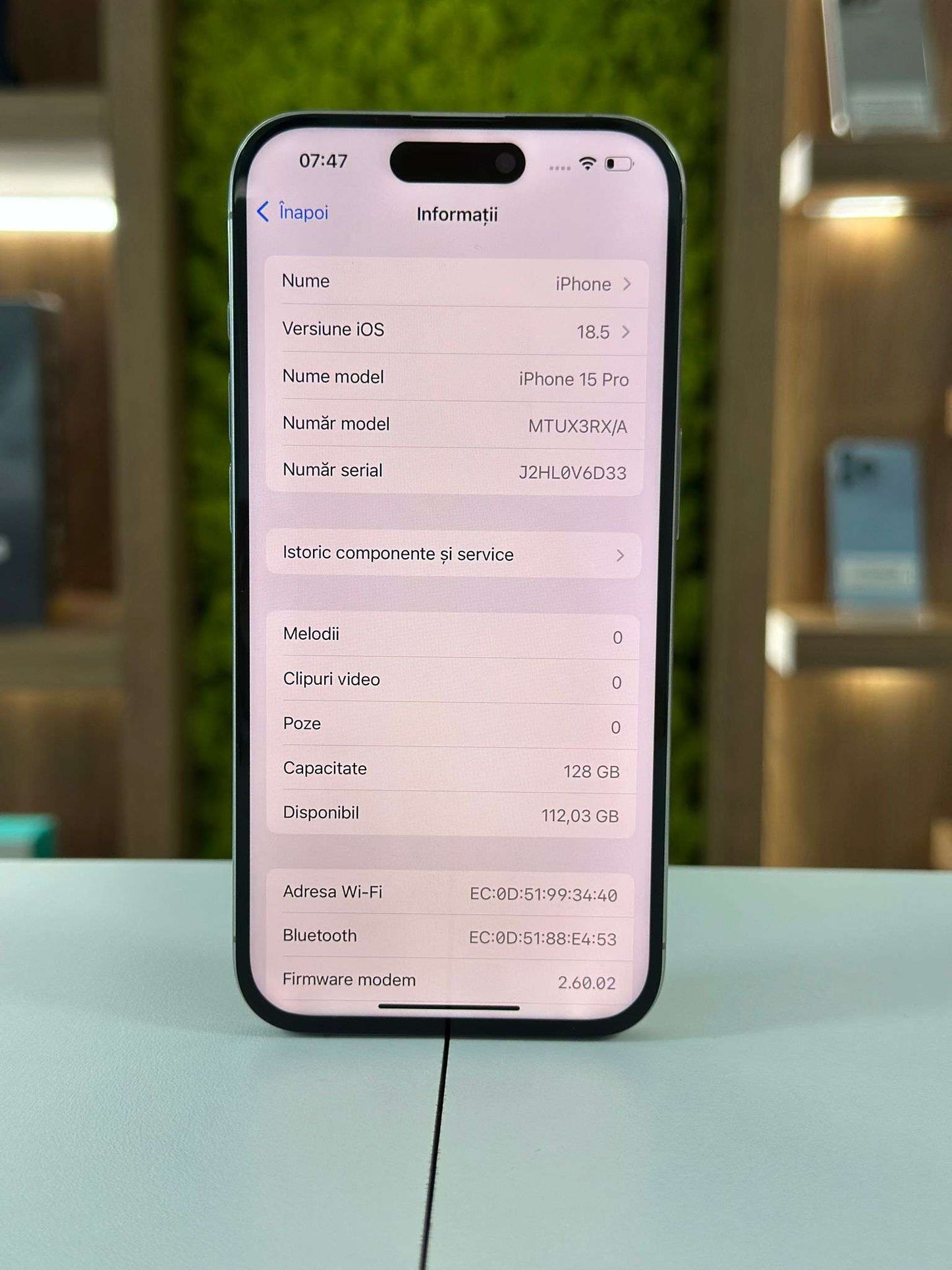 iPhone 15 Pro,128 GB, Baterie 91%, 500 Cicluri, Natural Titanium