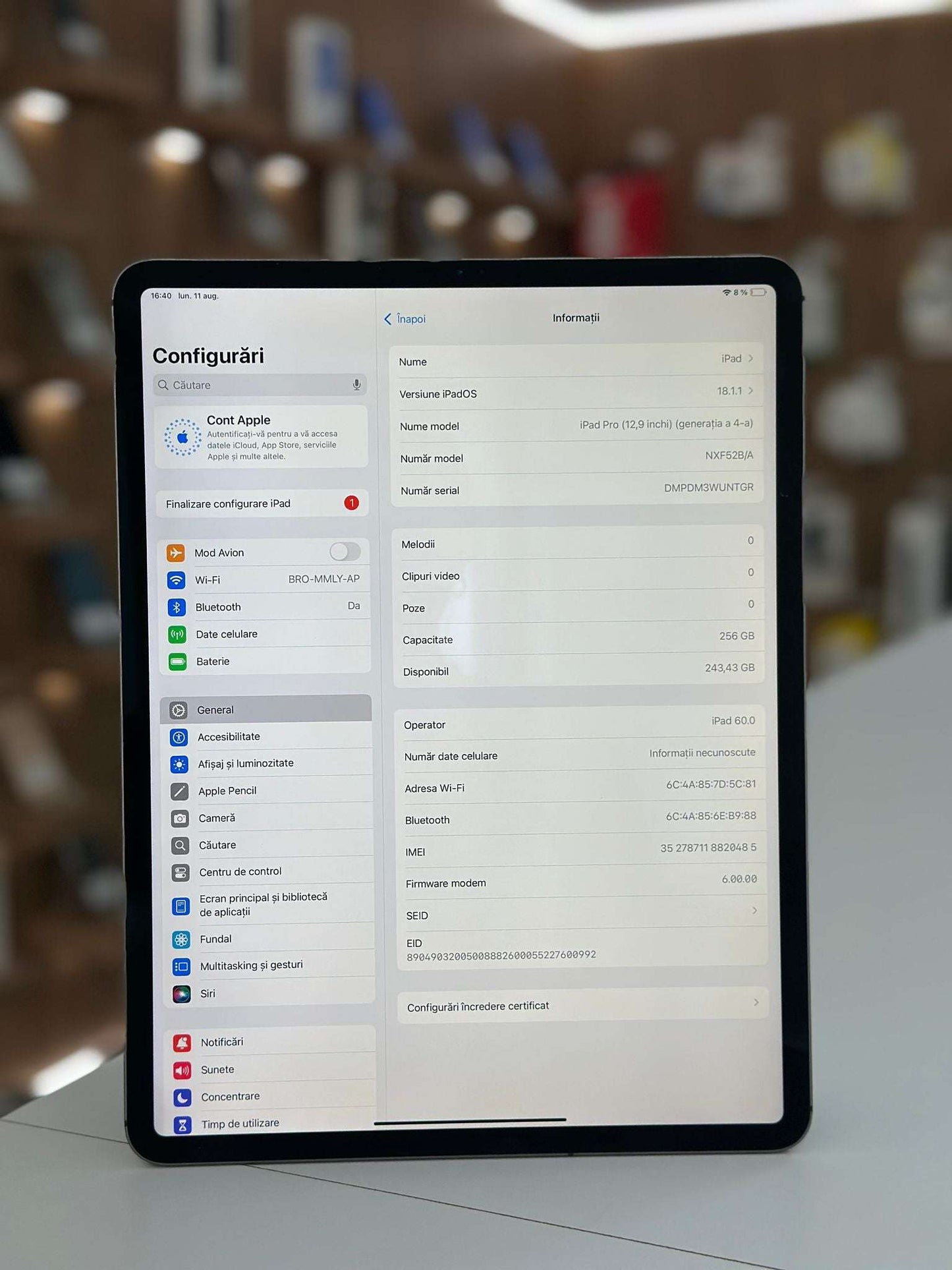 iPad Pro , Generatia 4 , 12.9" , 256GB ,Space Grey