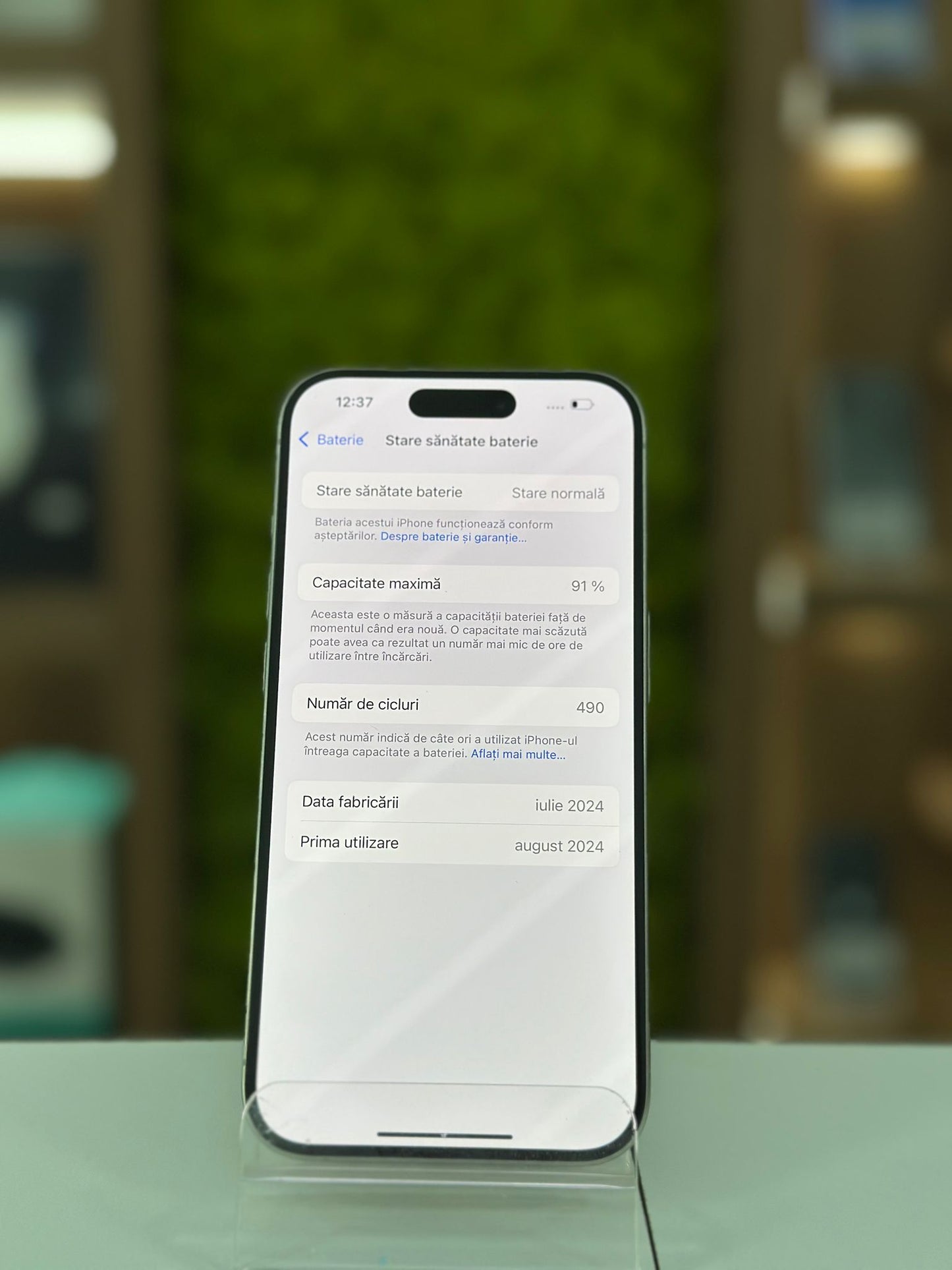 iPhone 15 Pro, 128GB, Baterie 91% , 490 cicluri, White Titanium