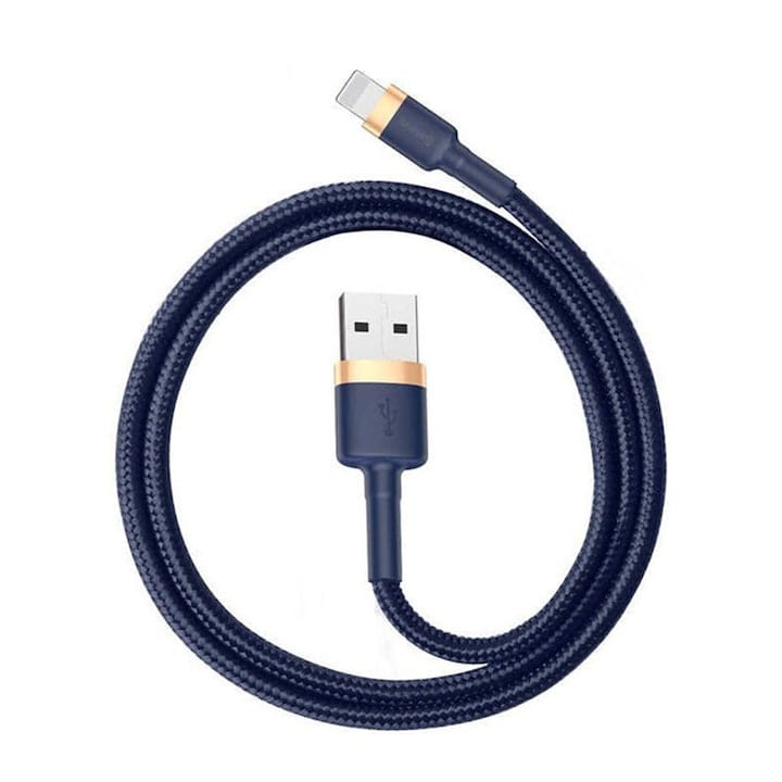 Cablu USB la Lightning, Fast Charging, QC3.0, 2.4A, 1m - Baseus Cafule (CALKLF-BV3) - Blue / Gold.