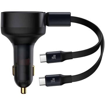 FIXLY l Baseus Incarcator auto Baseus Enjoyment 2in1 USB-C, 33 W, Negru