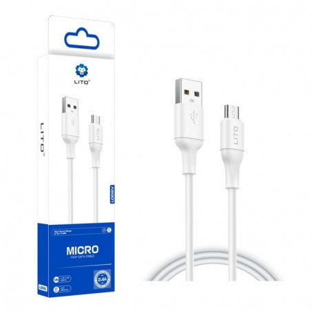 Cablu de Date cu Mufe USB, Micro-USB, 1m - Lito (LD06V) - White