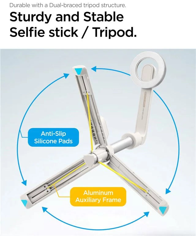 Spigen MagSafe selfie stick cu trepied, dune beige (AMP07657)