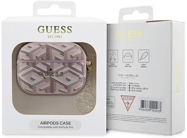 FIXLY l Guess Husa Guess GCube Charm pentru AirPods Pro – Design Elegant, Roz