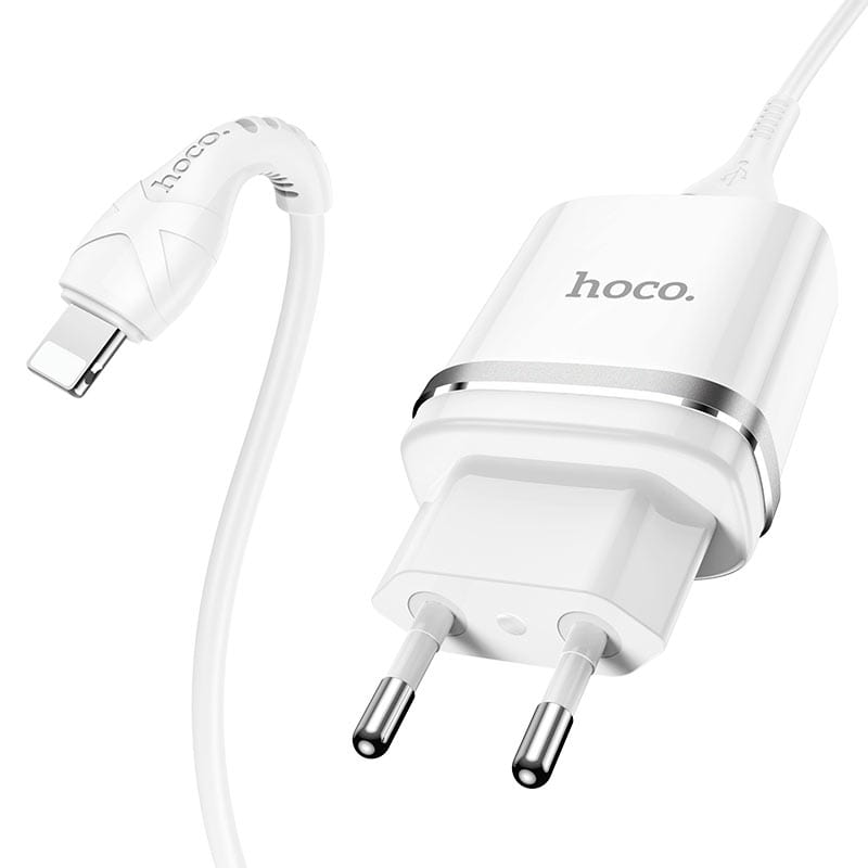 FIXLY l  Hoco Incarcator Retea HOCO, N1, 2.4A, 1 X USB, cablu Type-C, Alb