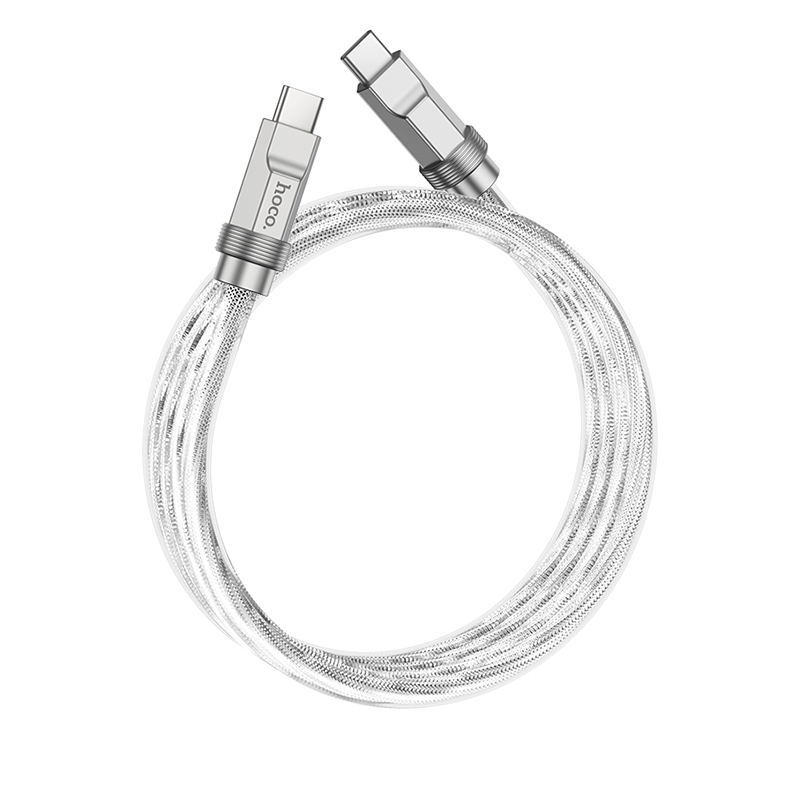 hoco. Cablu de date de încărcare din silicon U113 100W Tip-C la Tip-C argintiu 1m