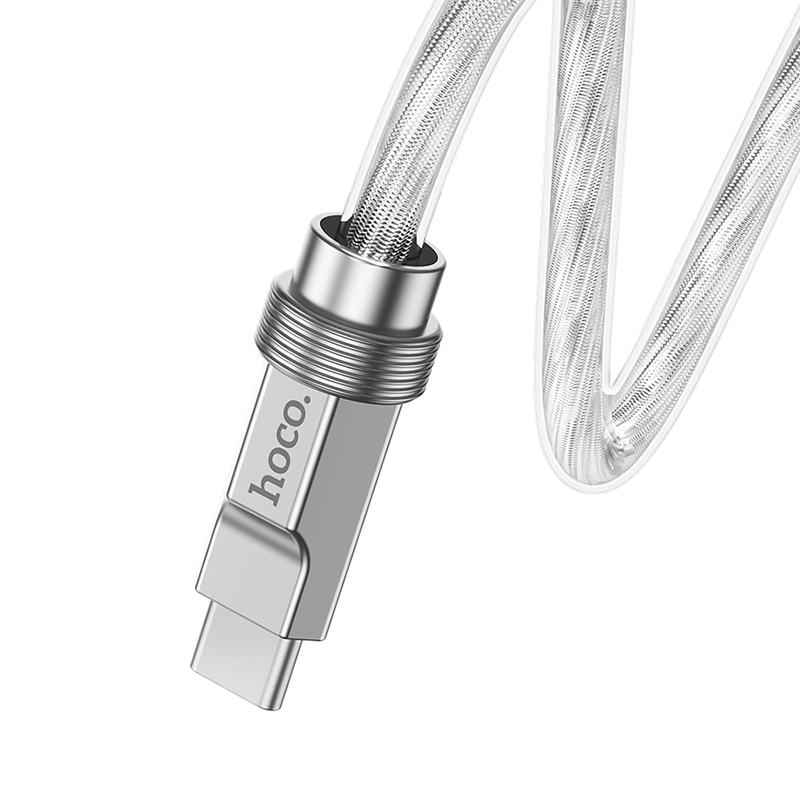 hoco. Cablu de date de încărcare din silicon U113 100W Tip-C la Tip-C argintiu 1m