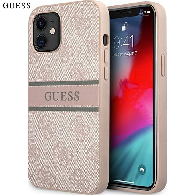 Husa iPhone 12 Mini - GUESS 4G Stripe Roz