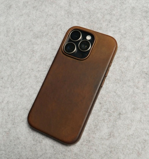 Husa iPhone 15 Pro Max, leatherUP Patina, Natural Finish, MagSafe Compatible