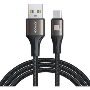 Cablu de transfer rapid Joyroom Light-Speed Series SA25-AC6 USB-A / USB-C 100W 1,2m - Negru
