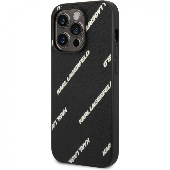 Husa Karl Lagerfeld Grained Leather Logomania husă pentru iPhone 14 Pro - negru