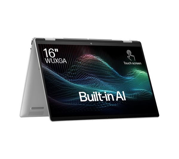 Laptop HP Envy x360 16-ac0501na, 16” 2-in-1 Touch, Intel Core Ultra 7 155U până la 4.8GHz, 16GB LPDDR5, 512GB SSD, Intel Graphics, Wi-Fi 7, Windows 11 Home, tastatură iluminată, Glacier Silver