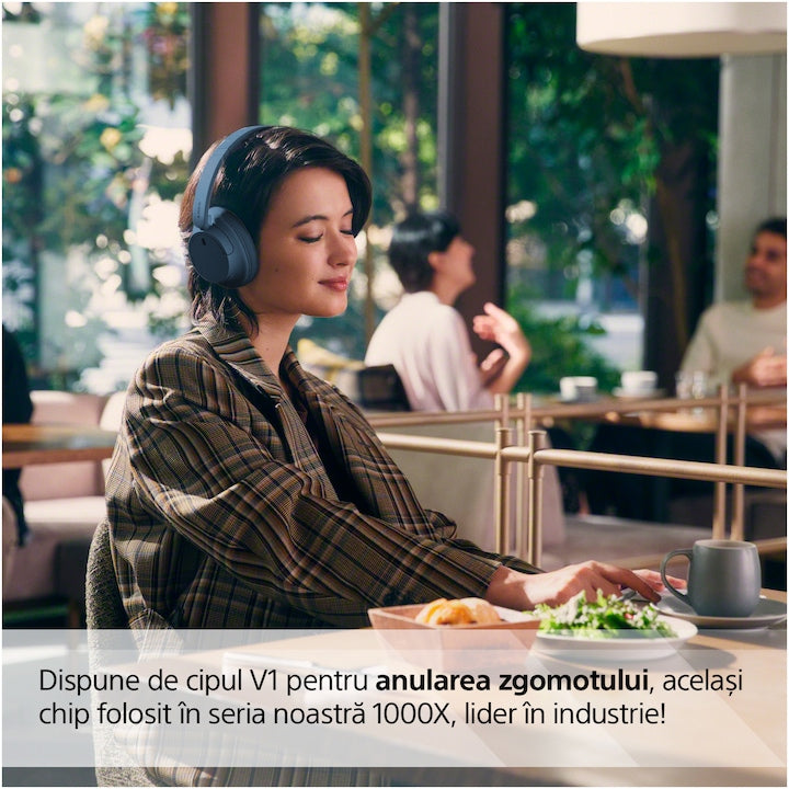 Casti Over the Ear Sony WH-CH720NL, Noise Cancelling, Wireless, Bluetooth, Microfon, Multipoint connection, Quick Charge, Autonomie 35 ore, Albastru