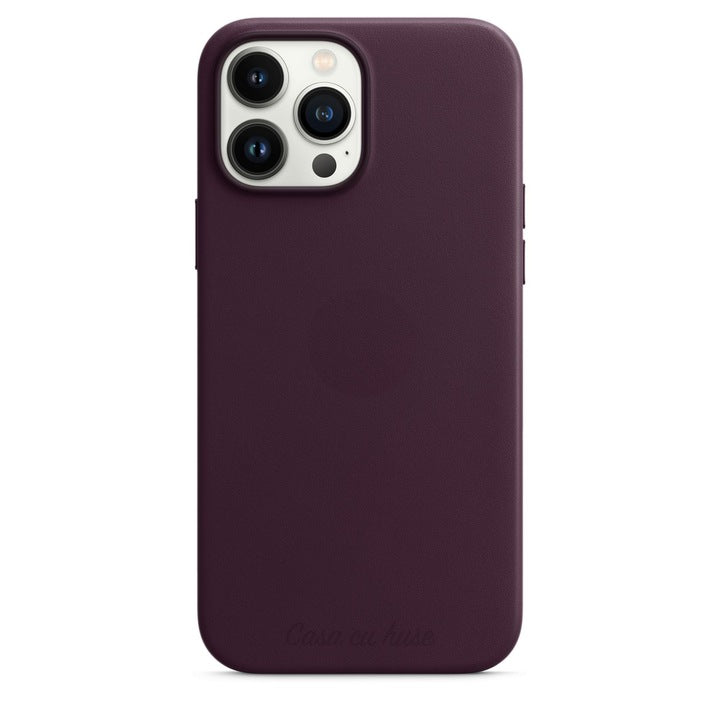 Husa pentru iPhone 13 Pro Max - Piele cu suport MagSafe - Dark Cherry