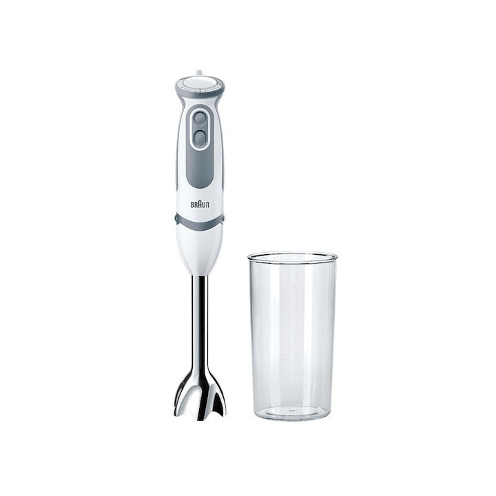 Mixer vertical Braun Multiquick MQ5200, 1000W, 0.6l, 21 trepte viteza, Alb/Gri