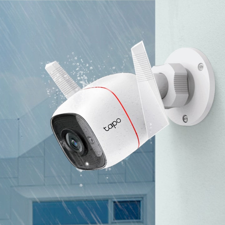 Camera de supraveghere pentru exterior smart, TP-Link Tapo C310 , 3MP, conexiune Wi-Fi sau prin cablu, Night Vision, Detecteaza miscari si trimite notificari, Alarma sonora si luminoasa, Functie Two-Way Audio, Control Vocal