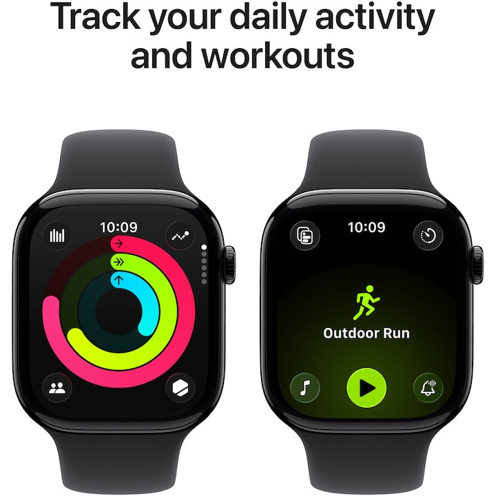 Apple Watch 11 GPS + Cellular, Carcasa Jet Black Aluminium 46mm, Black Sport Band - M/L