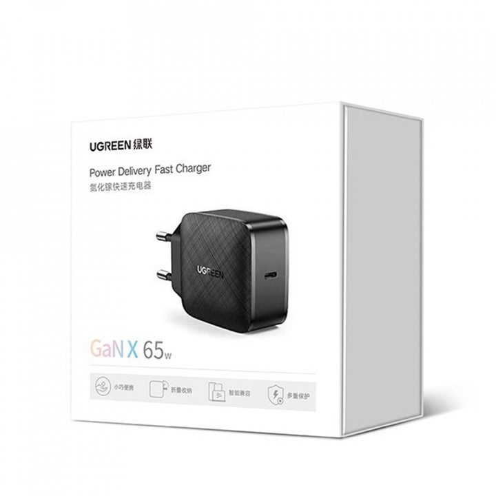 Incarcator Retea Ugreen, Pd Gan 3.0, 65w, 4a, Usb-c, Negru