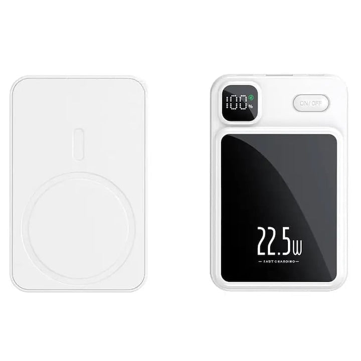 Baterie Externa MagSafe 10000mAh - Techsuit Wireless MagSafe Power Bank (PB-WM1) - White