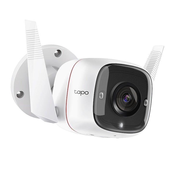 Camera de supraveghere pentru exterior smart, TP-Link Tapo C310 , 3MP, conexiune Wi-Fi sau prin cablu, Night Vision, Detecteaza miscari si trimite notificari, Alarma sonora si luminoasa, Functie Two-Way Audio, Control Vocal