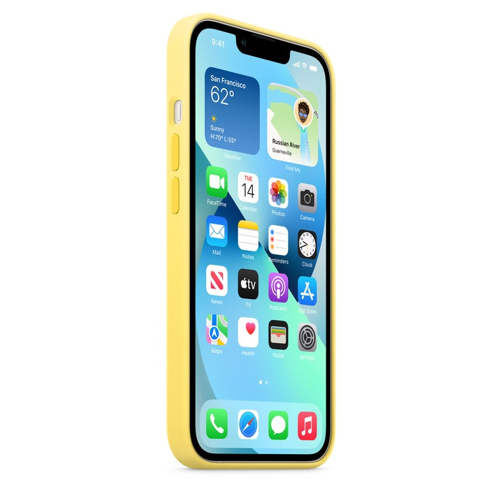 Husa de protectie Apple Silicone Case with MagSafe pentru iPhone 13, Lemon Zest