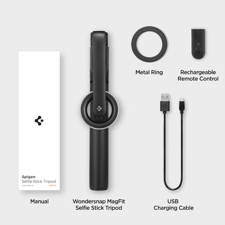 Selfie stick Wireless cu trepied Spigen S580W, Bluetooth, Negru