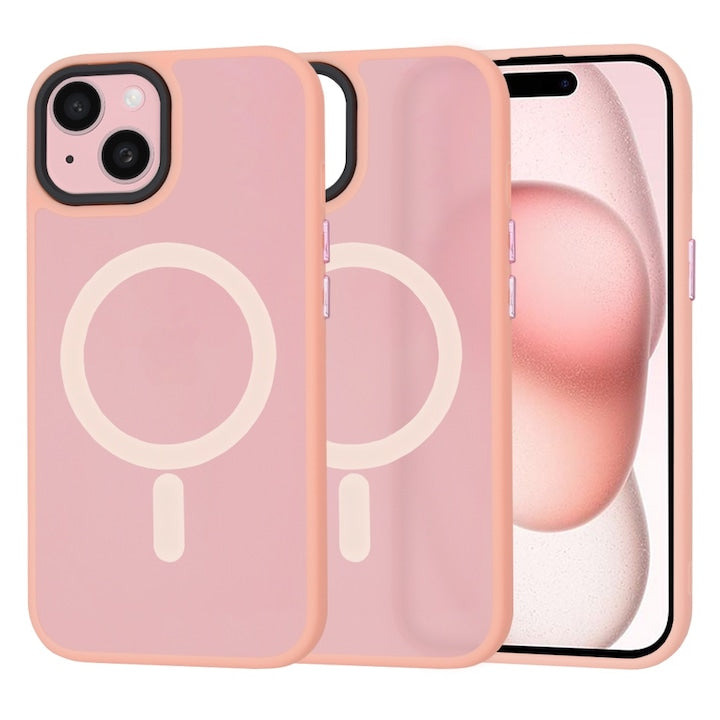 Husa MagSafe pentru iPhone 15, Accesorio HaloFrost Series, Pink