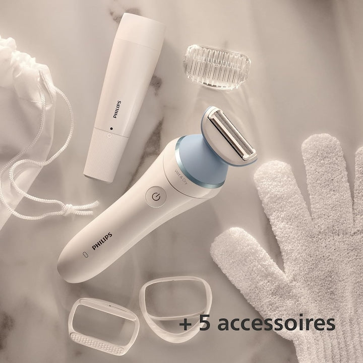 RESIGILAT:Aparat de ras electric Philips Lady Shaver Series 8000, Wet&Dry, Wireless, 5 accesorii, Alb