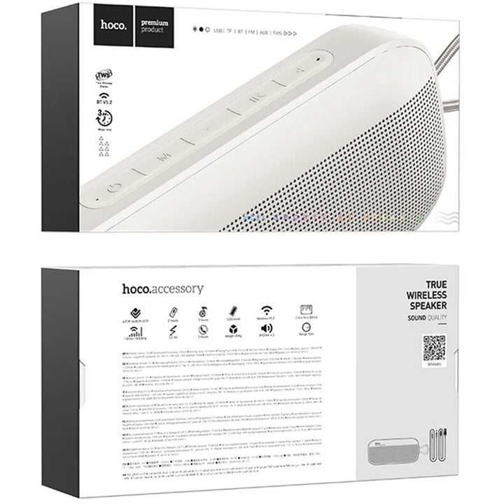 Boxa Wireless BT 5.3, FM, TF Card, USB, AUX - Hoco Shadow Sports (HC21) - White Fog