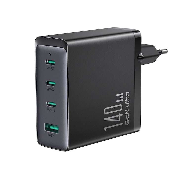 Incarcator USB, 3x Type-C, 140W + Cablu Type-C, 1.2m - JoyRoom (JR-TCG05) - Black