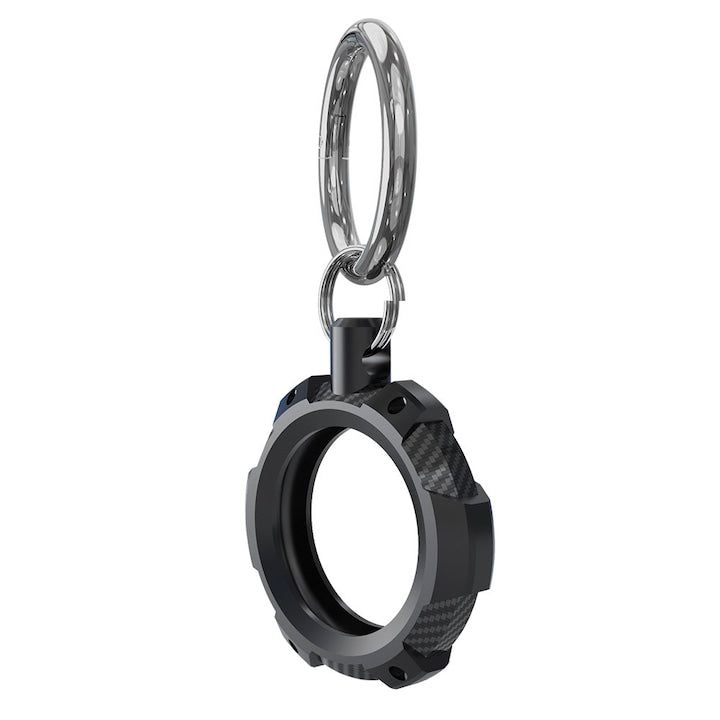 Husa Techsuit pentru AirTag cu Inel Metalic, Negru